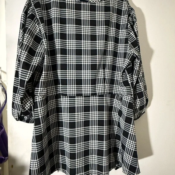 Black and White Plaid Women's Blouse - Picture 12 of 13